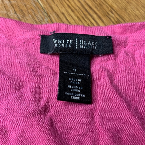 White House Black Market Fuchsia Pink V-Neck Button Cardigan - Size S - Picture 3 of 9